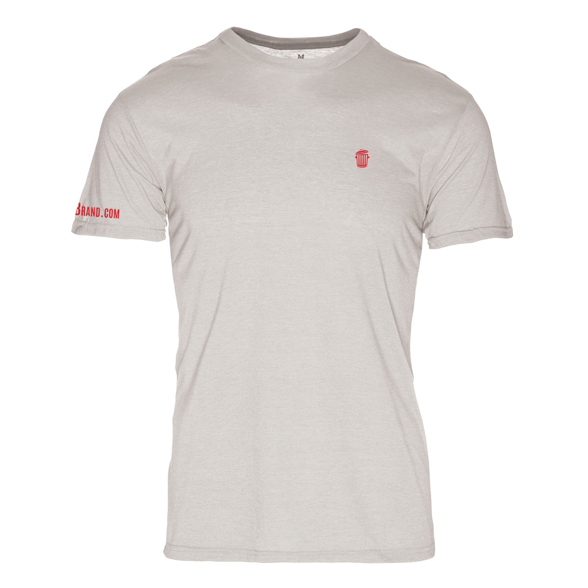 RM101SR-M Triblend Crew T-Shirt for Mens, Silver with Red Logo - Medium