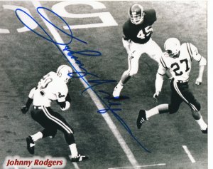 Picture of Athlon CTBL-000904a Johnny Rodgers Signed Nebraska Cornhuskers 8 x 10 Photo, Blue Sign