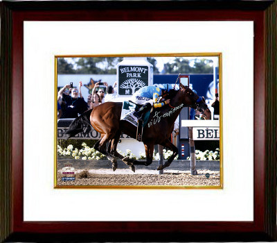 CTBLAMW18142 Victor Espinoza Signed Photo 2015 Belmont Stakes Finish Line Horse Racing Triple Crown Custom Framed  Steiner Holo  11 x 14
