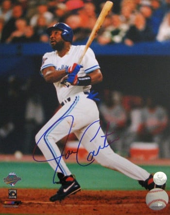 CTBL-017776 Joe Carter Signed Toronto Blue Jays Photo - MLB Hologram - 1993 World Series Swinging - 16 x 20