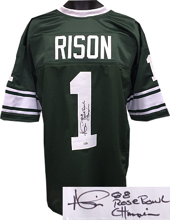 Picture of Athlon CTBL-018749 Andre Rison Signed Green TB Custom Stitched Jersey - 88 Rose Bowl Champion&#44; Extra Large