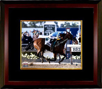 CTBLAMB18142 Victor Espinoza Signed Photo 2015 Belmont Stakes Finish Line Horse Racing Triple Crown Custom Framed  Steiner Holo  11 x 14