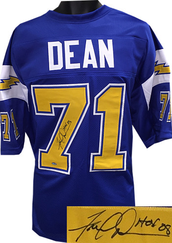 Picture of Athlon CTBL-018687N Fred Dean Signed Blue TB Custom Stitched Pro Style Football Jersey - HOF 08&#44; Extra Large