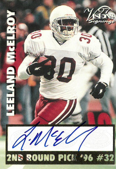 Picture of Athlon CTBL-018696 Leeland McElroy Signed 1996 2nd Round Draft Pick Scoreboard Football Card - Texas A&M Aggies