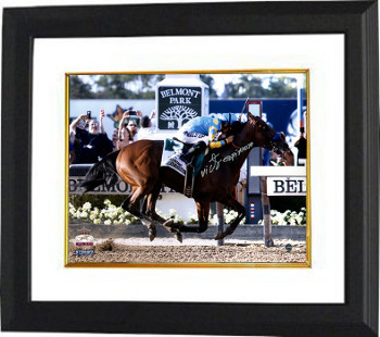 CTBLaBW18142 Victor Espinoza Signed Photo 2015 Belmont Stakes Finish Line Horse Racing Triple Crown Custom Framed  Steiner Holo  11 x 14