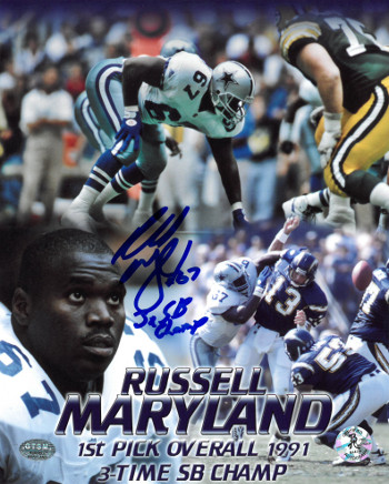 Picture of Athlon CTBL-018619 Russell Maryland Signed Dallas Cowboys 8 x 10 Photo with 3X SB Champ Collage - Maryland Hologram