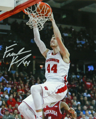 Picture of Athlon CTBL-016579 Frank Kaminsky Signed Wisconsin Badgers Photo - Slam Dunk vs Indiana Jersey - White - 16 x 20