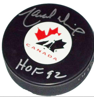 Picture of Athlon CTBL-016413 Marcel Dionne Signed Team Canada Hockey Puck HOF 92