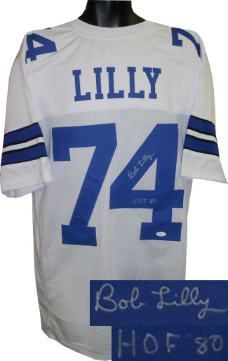 Picture of Athlon CTBL-016427N Bob Lilly Signed White Custom Stitched Pro Style Football Jersey - HOF 80 JSA Hologram&#44; Extra Large