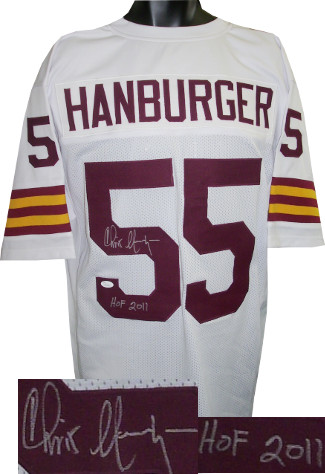 Picture of Athlon CTBL-016454N Chris Hanburger Signed White TB Custom Stitched Pro Style Football Jersey - HOF 2011 JSA Hologram, Extra Large