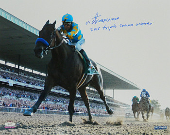 Picture of Athlon CTBL-a17531 American Pharoah Signed Photo 2015 Belmont Stakes Horse Racing Triple Crown Winner with Victor Espinoza-Steiner Holo - 16 x 20