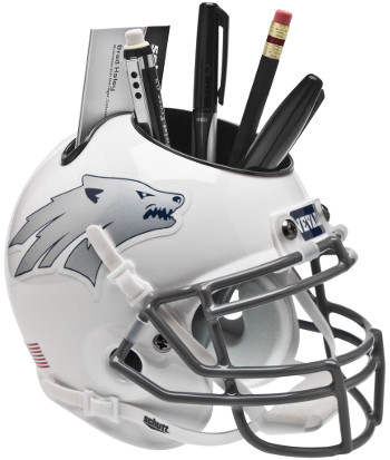 Picture of Athlon CTBL-017256 Nevada Wolf Pack White with Silver Wolf NCAA Football Schutt Mini Helmet Desk Caddy