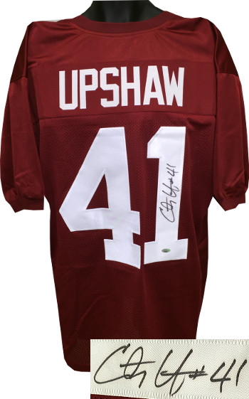 Picture of Athlon CTBL-018273N Courtney Upshaw Signed Crimson Custom Stitched Football Jersey - No.41 Upshaw Hologram&#44; Extra Large