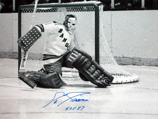 Picture of Athlon CTBL-a16386 Eddie Giacomin Signed New York Rangers B&W Photo HOF 87 - 16 x 20