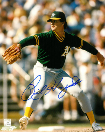 Picture of Athlon CTBL-017181 Rick Honeycutt Signed Oakland Athletics Photo - Jersey Pitching - Green - 8 x 10