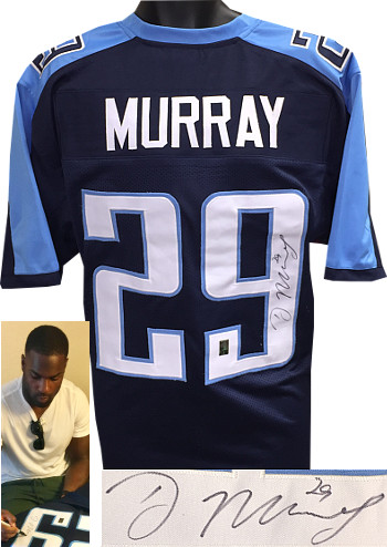 Picture of Athlon CTBL-019152N DeMarco Murray Signed Navy Blue Custom Stitched Pro Style Football Jersey - Signed on No.9 Murray Hologram No.29 Extra Large