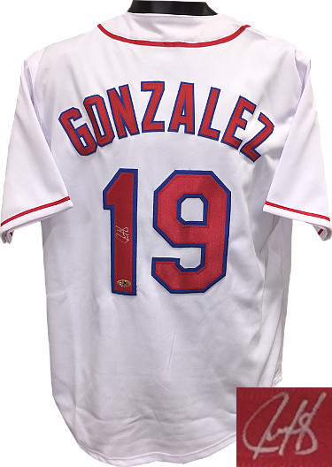 CTBL-018465N Juan Gonzalez Signed White TB Custom Stitched Baseball Jersey XL