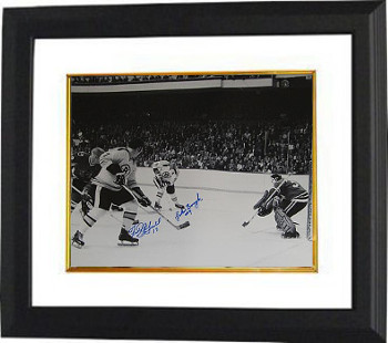 CTBL-BW17837 16 x 20 in. Fred Stanfield & Johnny Bucyk Signed Boston Bruins Black & White Photo Custom Framed -  RDB Holdings & Consulting, CTBL_BW17837