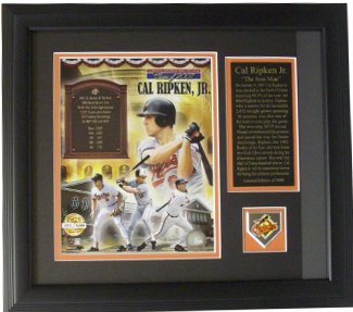 CTBL-011900 8 x 10 in. Cal Ripken, Jr. Unsigned Baltimore Orioles Hall of Fame Collage Photo Custom Framed with Collectors Pin