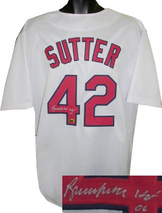 CTBL-014986N Bruce Sutter Signed White TB Custom Stitched Baseball Jersey HOF 06 - Extra Large