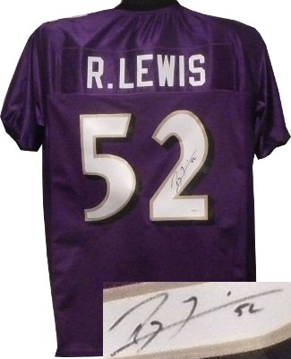 CTBL-015010N Ray Lewis Signed Purple Custom Stitched Pro Style Football Jersey, Exyra Large - JSA Hologram