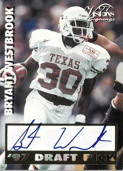 CTBL-018697 Bryant WesTBrook Signed 1997 Draft Pick Scoreboard Football Card Texas Longhorns