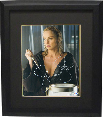 CTBL-BB16571 Sharon Stone Signed Basic Instinct 2 Photo Custom Framed Holding Ice Pick - PSA Hologram - Entertainment & Movie Memorabilia - 11 x 14