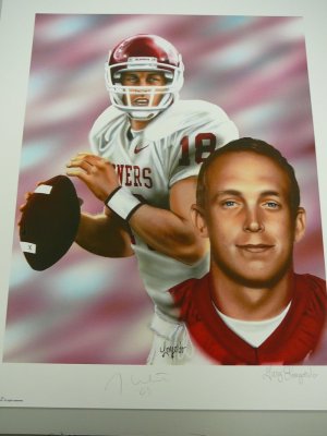 Picture of RDB Holdings & Consulting CTBL-005156a 20 x 24 in. Jason White Signed 03 Oklahoma Sooners Lithograph