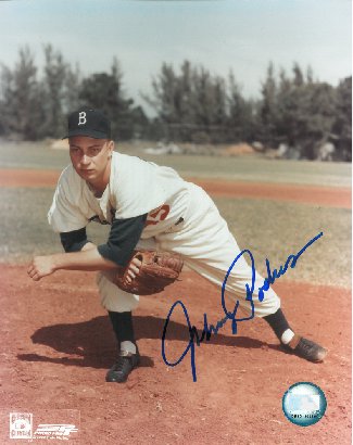 CTBL-012908 8 x 10 in. Johnny Podres Signed Brooklyn Dodgers Pitching Photo