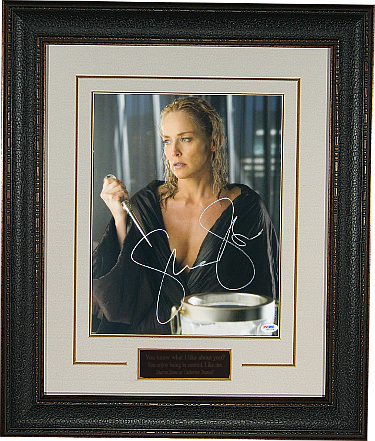 CTBL-019534 11 x 14 in. Sharon Stone Signed Basic Instinct 2 Leather Framed Holding Ice Pick Photo