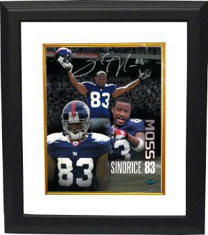CTBL-BW869 Sinorice Moss Signed New York Giants 8 x 10 Photo Collage Custom Framed - Moss Hologram