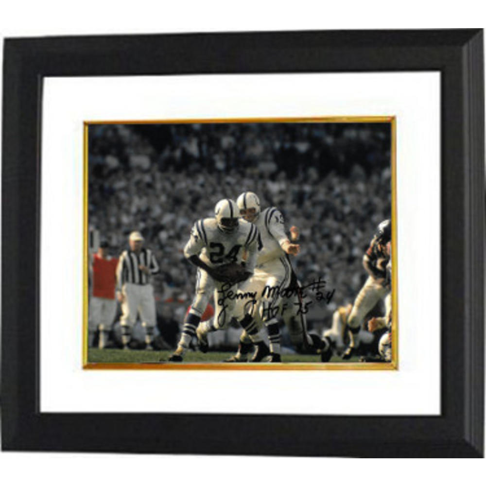 CTBL-BW21265 8 x 10 in. Lenny Moore Signed Baltimore Colts Photo Custom Framed, No. 24 Hof 75 - Horizontal with Unitas
