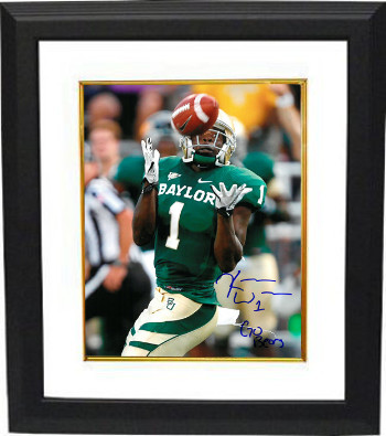 Picture of Athlon CTBL-BW17108 Kendall Wright Signed Baylor Bears 8 x 10 Photo Custom Framed - No.1 Go Bears Green Jersey Catch