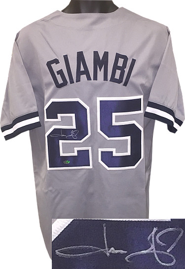 CTBL-017239X Jason Giambi Signed TB Custom Stitched Pro Baseball Jersey - Gray, Extra Large