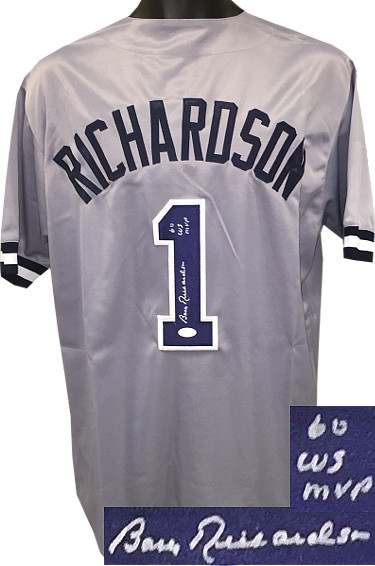 CTBL-018271X Bobby Richardson Signed TB Custom Stitched Pro Baseball Jersey 60 WS MVP - Gray, Extra Large