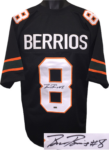 Picture of Athlon Sports CTBL-022194 Braxton Berrios Signed Black Custom Stitched College Football Jersey No.8 - Palm Beach Hologram, Extra Large
