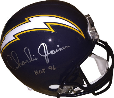 Picture of Athlon Sports CTBL-022449 HOF 96 Steiner Hologram Charlie Joiner Signed San Diego Chargers TB Navy Full Size Rep Helmet