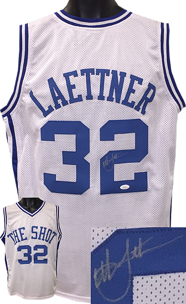 Picture of Athlon Sports CTBL-022307 Silver Sig JSA Witnessed Hologram Christian Laettner Signed White Custom Stitched College Basketball the Shot Jersey - Extra Large