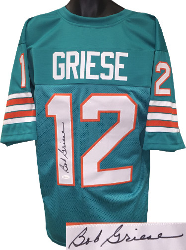Picture of Athlon Sports CTBL-022409 JSA Witnessed Hologram Bob Griese Signed Teal TB Custom Stitched Pro Style Football Jersey