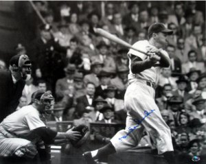 CTBL-J3312 16 x 20 in. Duke Snider Signed Brooklyn Dodgers Black & White Batting Photo - JSA Hologram