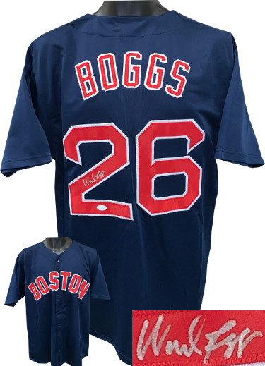 Picture of Athlon Sports CTBL-022638 Wade Boggs Signed Navy Custom Stitched Pro Style Baseball Jersey - Extra Large - JSA Witnessed Hologram