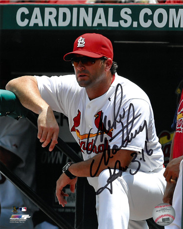 CTBL-022640 Mike Matheny Signed St. Louis Cardinals 8 x 10 in. Photo with John 3 isto 16 - Coaching