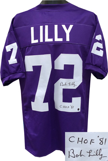 Picture of Athlon Sports CTBL-022653 Bob Lilly Signed TCU Horned Frogs Purple TB Custom Stitched College Football Jersey CHOF 81 - Extra Large