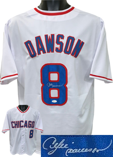 Picture of Athlon Sports CTBL-022601 Andre Dawson Signed White TB Custom Stitched Pro Baseball Jersey - Extra Large - JSA Witnessed Hologram