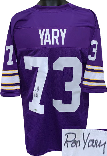 Picture of Athlon Sports CTBL-023189 Ron Yary Signed Purple Throwback Custom Stitched Pro Style Football Jersey&#44; Extra Large - Leaf Authentics Hologram