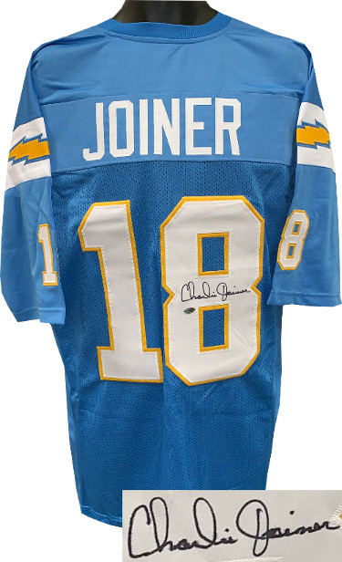Picture of Athlon Sports CTBL-023190 Charlie Joiner Signed Light Blue Throwback Custom Stitched Pro Style Football Jersey&#44; Extra Large - Leaf Authentics Hologram