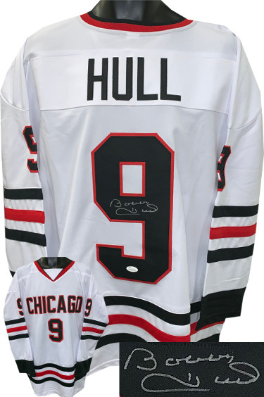 Picture of Athlon Sports CTBL-022701 Bobby Hull Signed White Throwback Custom Stitched Pro Hockey Jersey&#44; Extra Large - JSA Witnessed Hologram