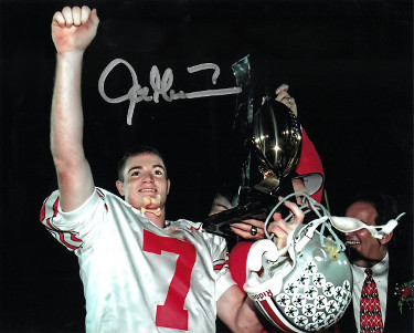 Picture of Athlon Sports CTBL-023995 8 x 10 in. Joe Germaine Signed Ohio State Buckeyes Photo No. 7 - 1997 Rose Bowl MVP with Trophy