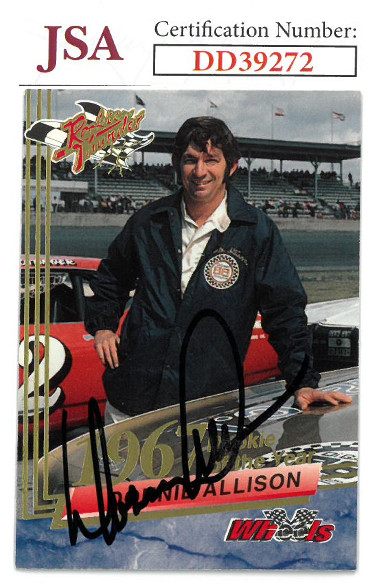 Picture of Athlon Sports CTBL-022735 Donnie Allison Signed NASCAR 1993 Wheels Racing 1967 Rookie Thunder Trading Card No. 10 - JSA Hologram No. DD39272