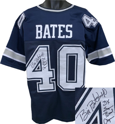 Picture of Athlon Sports CTBL-J22600 No.40 Bill Bates Signed Navy Custom Stitched Pro Style Football Jersey - 3X Super Bowl Champs - JSA Hologram - Extra Large